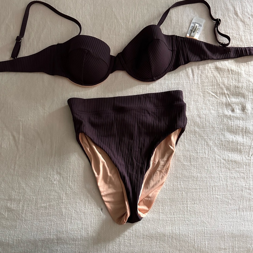 Madewell swimsuit egg plant color XS